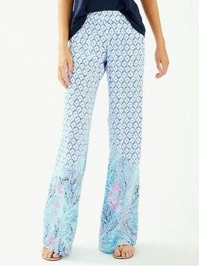NWT Lilly Pulitzer Bal Harbour Palazzo Pants Sea La Vie Engineered Size M